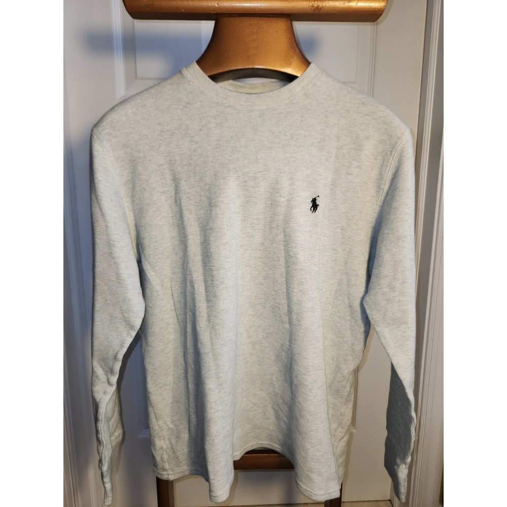 Polo Ralph Lauren Mens‎ Gray Waffle Knit Thermal Long Sleeve Sleepwear Shirt L
